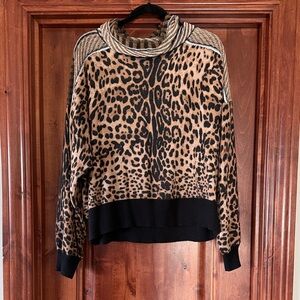 Gimmicks by BKE Leopard Cowl Neck Sweater